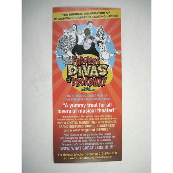 Fabulous Divas of Broadway Show Program 2008 St. Luke's Theatre Alan Palmer - Picture 6 of 7